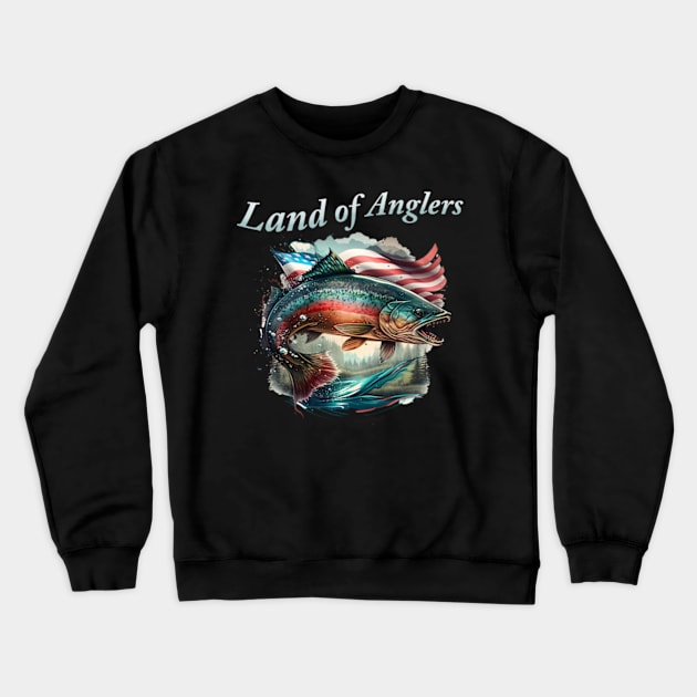 Land of Anglers Crewneck Sweatshirt by GraphGeek